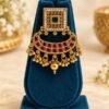 opulence-design10-3-600x900 One temple earring with square top and ruby-red crescent with bead drops