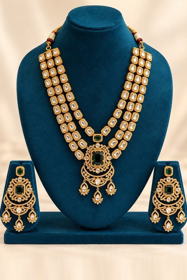 opulence-design13-main-600x900 Emerald-green kundan rani haar with chandbali-style pendant and matching earrings