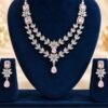 opulence-design14-2-600x900 Blush pink American diamond necklace set, front view