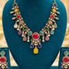 opulence-design2-1-600x900 Navratna-colour stone necklace set with matching earrings, alternate view