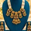 opulence-design3-3-600x900 Green meenakari necklace set with pearl-look strands, alternate view
