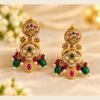 opulence-design6-2-600x900 Pair of matching earrings with engraved stud, pearl-look ring and ruby- and emerald-toned beads